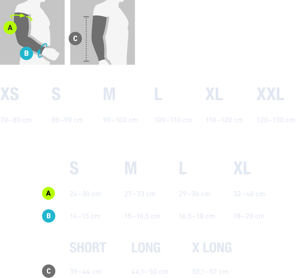 Sports Compression Arm Sleeves (1 Pair) size chart