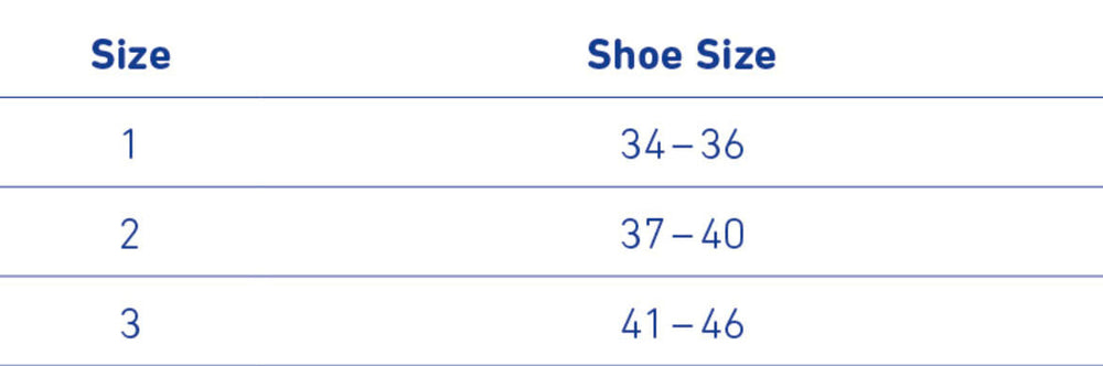 ValguLoc Splint size chart